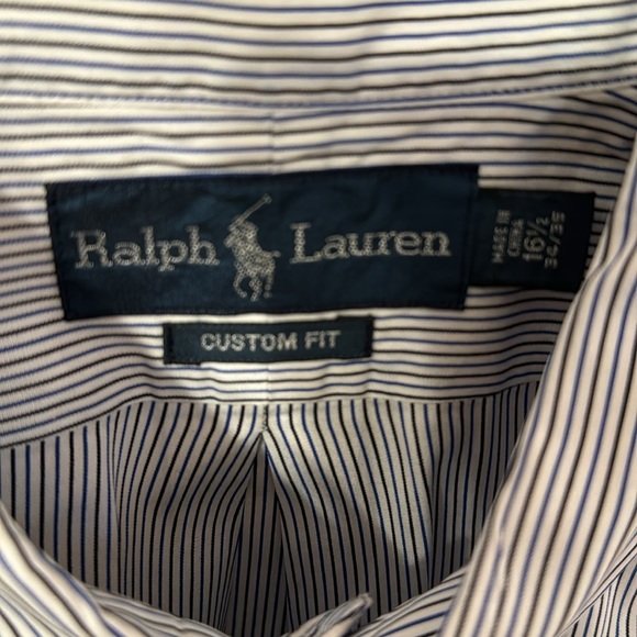 RALPH LAUREN 16.5 Dress Shirt with black and blue vertical stripes - Picture 4 of 7